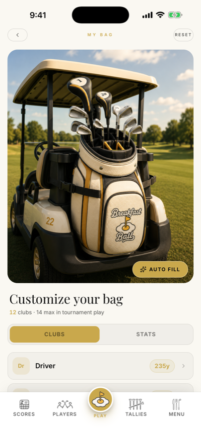 My Bag: customize your clubs and carries