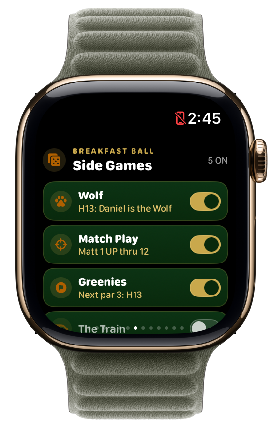 Side games hub with live status