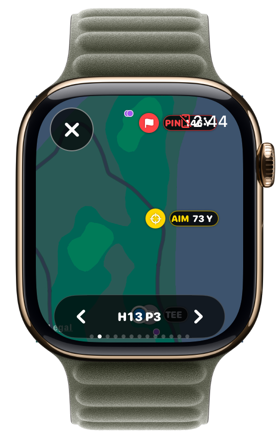 Hole map with pin and draggable aim